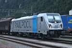 Portrait von Rpool/LM 187 300 am Abend des 04.07.2018, als diese mit einem gemischten Güterzug im Bahnhof vom Brenner stand und auf die Ausfahrt in Richtung Inntal wartete.