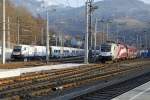 Ein seltener Schnappschuss gelang am 23.12.2013.  1116 249 (Lange Fahne) und 1116 261 (Ski-Austria) waren auf der Südbahn zwischen Wien und Graz eingesetzt und begegneten einander in Bruck/Mur.