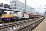 DRV13489  Schnee Express  von Hamburg Hbf nach Bludenz dieses Mal mit der BR 185 589  500 Jahre Reformation Luther  bespannt.