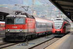 ÖBB 1144 098-1 mit dem IC 515 nach Graz Hbf kurz vor der Abfahrt auf Gleis 6 in Innsbruck Hbf.