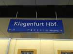 Bahnhofsschild Klagenfurt Hbf am 13.2.2015