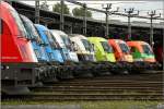 Taurus Parade in Villach. 1216 004 Italien,1116 080 UEFA,1016 023 Kyoto,1116 038 Siemens,1116 280 A1,1116 033 Telekom,1116 250 Feuerwehr und 1116 007 SOS Kinderdorf prsentieren sich im Villacher Heizhaus. 6.6.2009