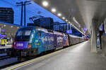 �BB 1116 203  Eurovision Songcontest  mit dem RJX 19917 von Feldkirch nach Bratislava-Petr�alka, am 26.07.2026 in Wien Hauptbahnhof.