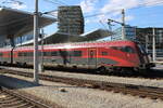 �BB railjet A-�BB 73 81 80-90 709-4 Afmpz  Spirit of Munich  als RJX 66 von Budapest-Kelenf�ld nach M�nchen Hbf, am 27.07.2026 in Wien Hauptbahnhof.
