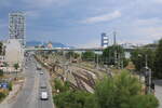 Blick am 27.07.2026 vom Hp Wien Praterkai runter zum Donaukaibf. 