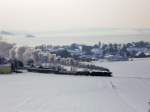 Der Sonderzug Richtung Ernstbrunn passiert die Ortschaft Naglern.
23.1.2010