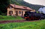 Wutachtalbahn als Museumsbahn mit österreichischer Dampflok 93 1360 (1988 ?)