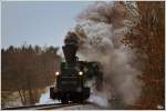 Dampflok 671 der GKB auf der Fahrt mit Sdz 8447 von Graz Gkf nach Köflach. Lieboch 4.2.2012