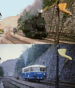 Zwanzig Jahre liegen zwischen diesen beiden Aufnahmen im Bahnhof Erzberg.