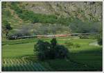 52.4984 mit ihrem Sonderzug R 16326 von Wien nach Spitz a.d. Donau, kurz vor Weienkirchen in der Wachau am 23.6.2007.