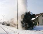 Die 52.7612 nach der Ankunft im Bahnhof Ernstbrunn. 23.1.2010