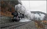 52.4984  Eberhard  mit 1040.01 bespannten am 06.01.2013 unter dem Motto  Winterdampf am Semmering  den SR 14221 (Wf - Mz), aufgenommen bei Schlglmgl.