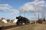 ÖSEK 52.100 fährt am 23.Februar 2014 aus dem Bf. Hadersdorf am Kamp.