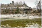 Die ÖGEG Dampflok 638.1301 auf der Fahrt  Mit Volldampf durch das Gesäuse  von Ampflwang nach Admont.   
Lainbach 19.03.2016