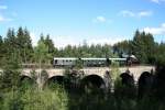 92.2271 des Martinsberger Lokalbahnvereins beim berqueren des Kremsbachviadukt, im Zuge einer Fotosonderfahrt am 08.08.2010.