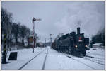 431.032 (ex ÖBB 93.1360) am 13.1.2019 mit ihrem Pn 59283 von Rokytnice nad Jizerou über Martinice v Krk., Stará Paka und Libuň nach Turnov bei der Einfahrt in Martinice aufgenommen. Auch hier konnten wir Dank des Koordinators der CD bei der Einfahrt die freien Gleise des Bahnhofes offiziell betreten.