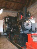 Internationale Rheinregulierung(IRR)Dienstbahn,Dampflok  Maffei  (Maffei 1921)am 12.10.01 im Schuppen (Lustenau/A)