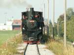 IRR Dampfzug mit Lok  Liesl  bei Lustenau in  voller Fahrt  (20 km/h) Lustenau 25.09.05