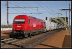 2016 010 mit Güterzug in Wien Praterkai am 13.02.2020.