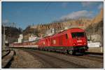 Wegen der Schden durch das Sturmtief „Paula  - Dieselvorspann zwischen Leoben und Graz durch 2016 049 beim EC 101 „Joze Plecnik“ von Prag nach Laibach am 29.1.2008.