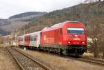2016 079 mit REX2789 nach Oberwart, fotografiert am 03.03.2009 bei der Einfahrt in Edlitz-Grimmenstein.