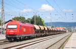 Nachspanntfz 2016 014 eines Bauzuges bei der Durchfahrt am 7.9.09 in Bad Vslau