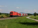 Die 2016 075 mit einem REX nach Braunau am 18.07.2014 unterwegs bei Teichstätt.