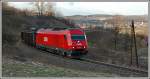 Der tgliche Verschubgterzug zwischen Fehring und Frstenfeld am 29.1.2007 bei der Rckfahrt von Frstenfeld nach Fehring als VG 74773 beim Anstieg auf den Schauberg.