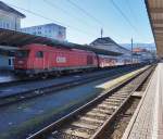 2016 046-2 am Zugschluss vom R 4809 (Villach Hbf - Hermagor) am 11.2.2016 bei der Abfahrt in Villach Hbf.