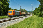 2016 908 von RTS ist am 07.06.16 mit kleinen Containerzug in Richtung Gemünden/Main unterwegs gesehen in Rieneck.