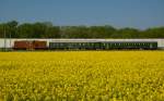 Von Krems/Donau nach Korneuburg, und weiter nach Erstbrunn ist der Zuglauf von R 16351. Hier, am fruehen Morgen des 04.05.2008 noch auf der Nordwestbahn unterwegs, kurz vor der Haltestelle Leobendorf-Burg Kreuzenstein.