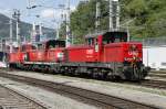 Dieselloktransport von Bruck/Mur nach Knittelfeld mit 2068 048 + 2068 051 + 2067 045 bei der Abfahrt in Bruck/Mur am 17.08.2013.