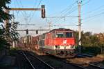 2143 055 und 2143 040 befördern diesen Güterzug am 17.10.2011 Richtung Wien Zentralverschiebebahnhof.