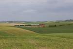 Dieses Bild widment sich der Weite der Weinviertler Landschaft in Blickrichtung Leiser Berge, auf denen man auch die beiden markanten Kuppeln der Observatorien erkannt. Zu sehen ist hier die 2143.51 mit ihrem Zug in Fahrt Richtung Ernstbrunn kurz nach dem Gleisbogen bei Karnabrunn (24.05.2014)