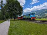 Gmeinder D75 BB Diesellokomotive D 15 der Zillertalbahn mit R139 Richtung Mayrhofen bei Zell am Ziller am 22.