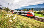 5022 026-6  Rosental  hält als S4 4821 (Villach Hbf - Hermagor) in der Haltestelle Vellach-Khünburg.
Aufgenommen am 1.10.2017.