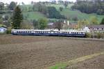 ÖSEK 5042.14 mit 5145.11 und 6645.02 als SR 16440 (Purgstall - Scheibbs) am 21.Oktober 2017 nahe der Haltestelle Sölling.