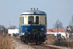 Zur Wildtierftterung im Tierpark von Ernstbrunn war dieser Sonderzug mit dem Nostalgie-Dieseltriebwagen 5042.14 am 05.02.2012 von Wien Meidling aus unterwegs.