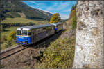 Zahlreiche Wälder säumen den steilen Anstieg der Erzbergbahn hinauf auf den Präbichl. 
13.Oktober 2019