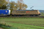 Mein gestriger Fotoausflug ging gleich mit der TX Logistik Werbelok 185 538-6  Pure Gold  los.