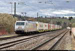 KLV-Zug (Mars Logistics) mit 185 531-1  Renate  der TX Logistik AG (TXL) durchfährt den Bahnhof Stuttgart-Münster auf der Bahnstrecke Stuttgart-Untertürkheim–Kornwestheim