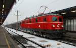 Die 1010.003 brachte heute morgen den D 16086 (Radio Wien Discozug vom Karneval in Venedig) von Tarvis nach Wien Sdbahnhof. Das Foto ist am 22.02.2009 entstanden.