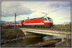 E-Loks 1014 10 + 12 fahren mit einem Messwagen von Eichberg am Semmering nach Knittelfeld.
St.Lorenzen 10.4.2008