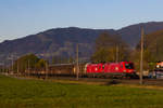 1016 038-2 und 1116-091 mit einem Güterzug zwischen Dornbirn und Hohenems.