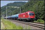 1016 033 mit Güterzug bei Pernegg am 9.07.2020.