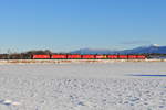 Ein Lokzug bestehend aus 9 Stück 1016er der ÖBB kurz vor Prien am Chiemsee am 29.12.17