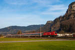 1016 042-4 am InterCity IC 119 zwischen Dornbirn und Hohenems. 19.2.21