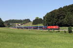 1016 010 war mit einer  Night-Jet-Garnitur  am 26. Juni 2026 bei Axdorf im Chiemgau auf dem Weg nach Salzburg.