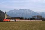 1016 017 und 1116 250 (Mozart) mit OEC 569 am Kloster Reisach bei Oberaudorf (20.02.2008)