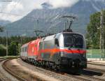 1016 035-6 (Railjet) und 1116 217-9 mit dem OEC 565 bei der Durchfahrt Brixlegg am 23.5.08